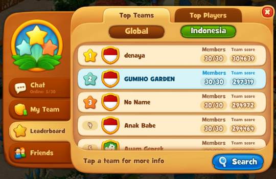 Indonesia Leaderboard Gardenscapes